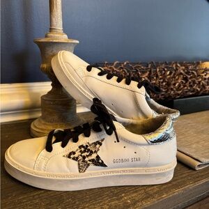 Golden Goose Hi Star Sneakers - White with Black and Silver Accents